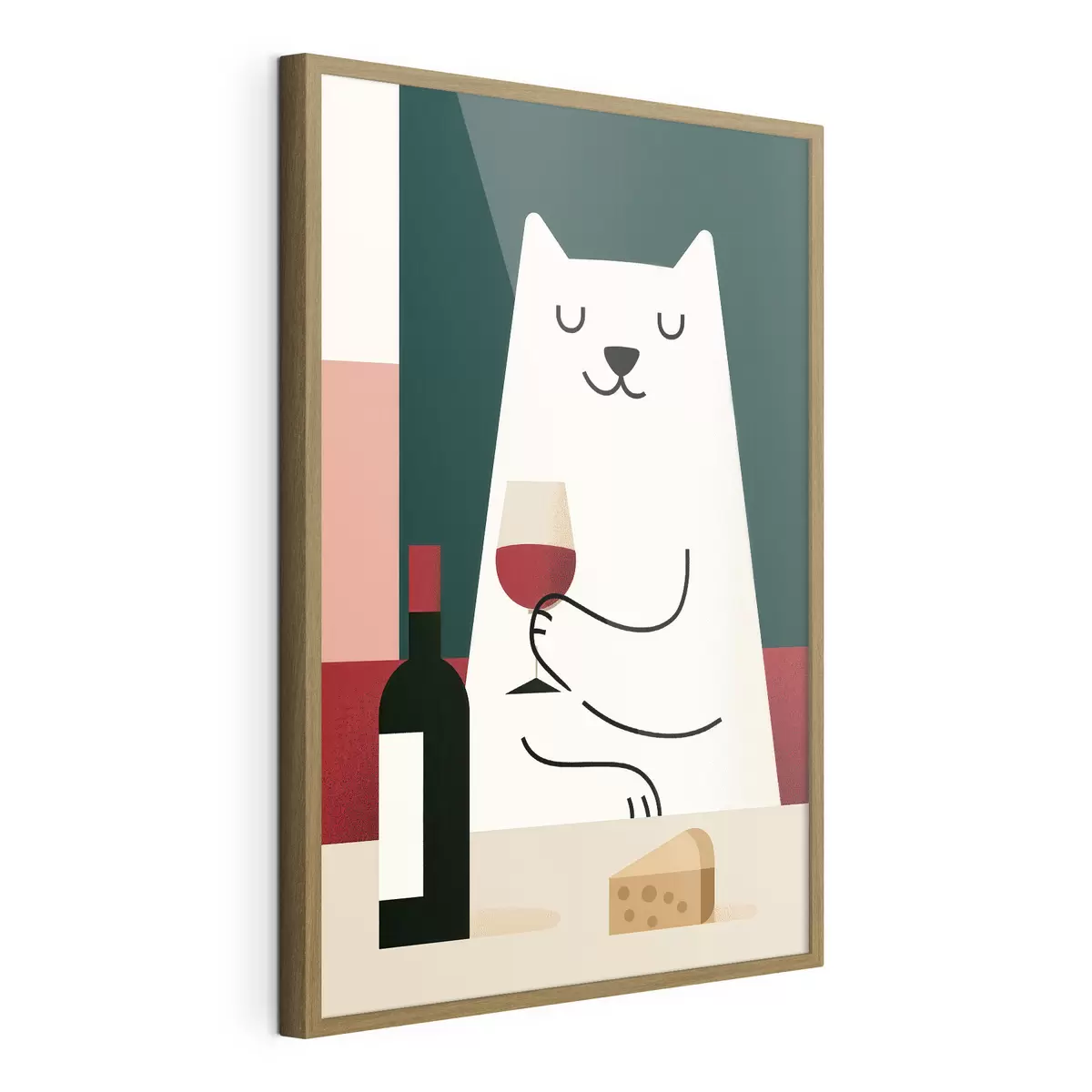 Poster Un chat avec un verre de vin f49624