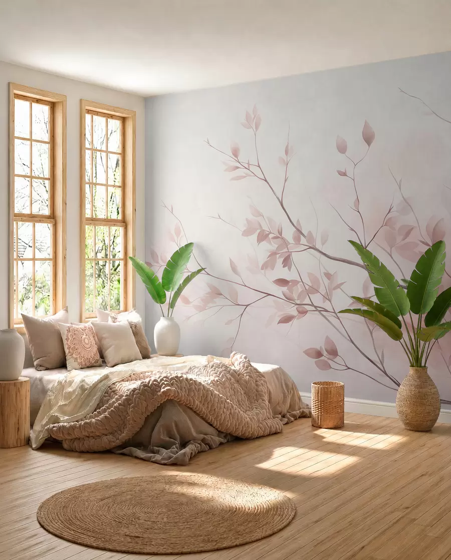 Papier peint Rameaux roses en lumière w09910