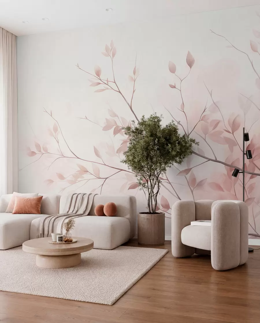 Papier peint Rameaux roses en lumière w09910