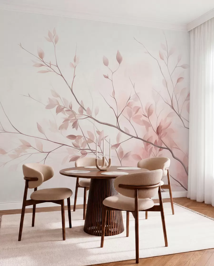 Papier peint Rameaux roses en lumière w09910