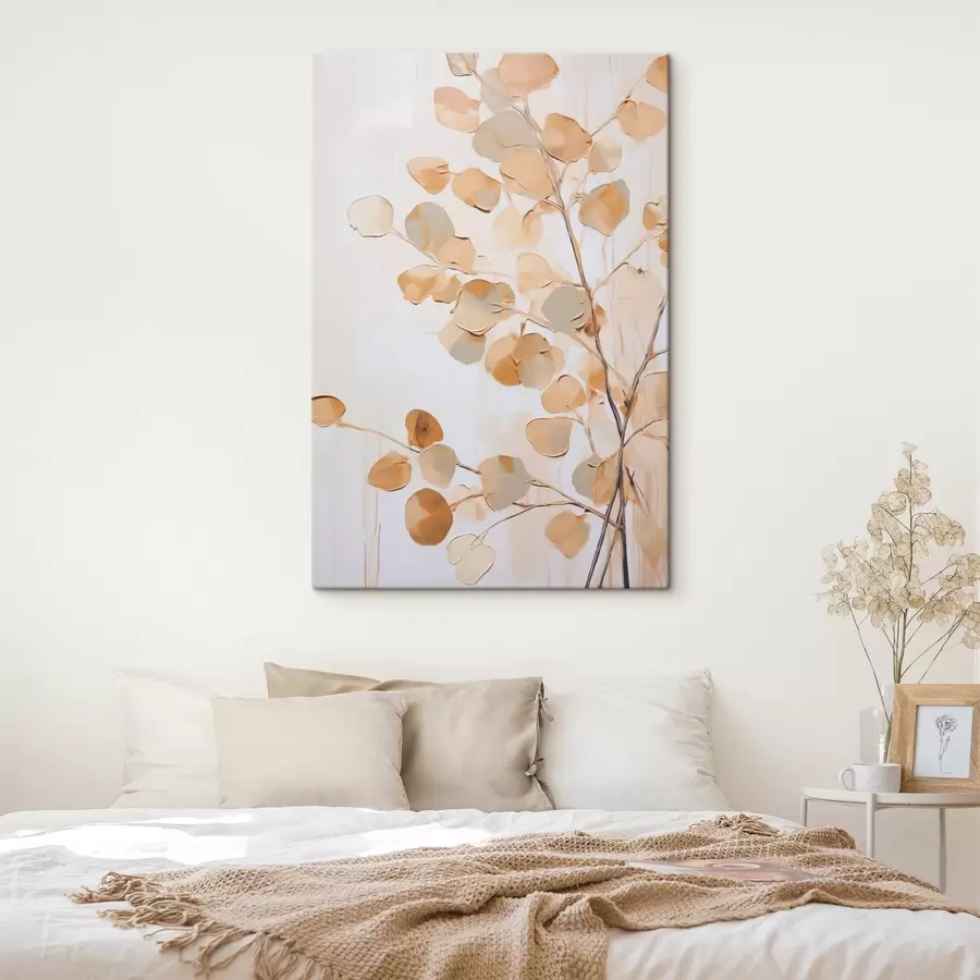 Tableau Rameau avec des feuilles – imitation d'une peinture s49594
