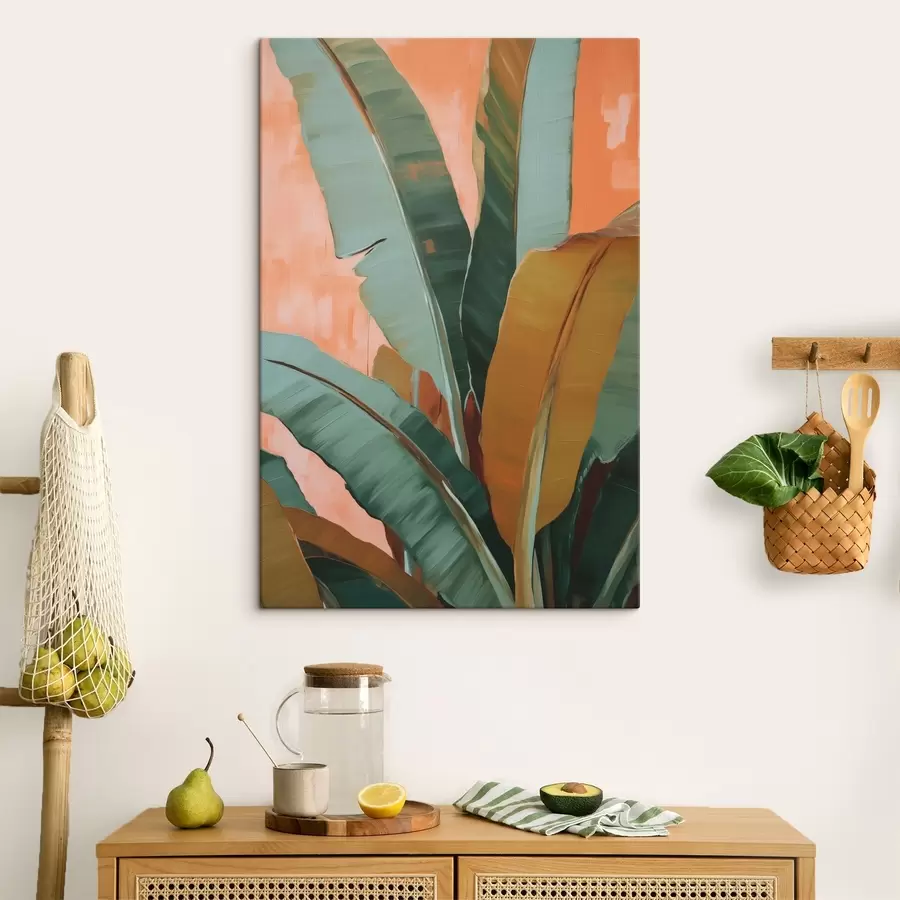 Tableau Imitation de peinture représentant de grandes feuilles s49598