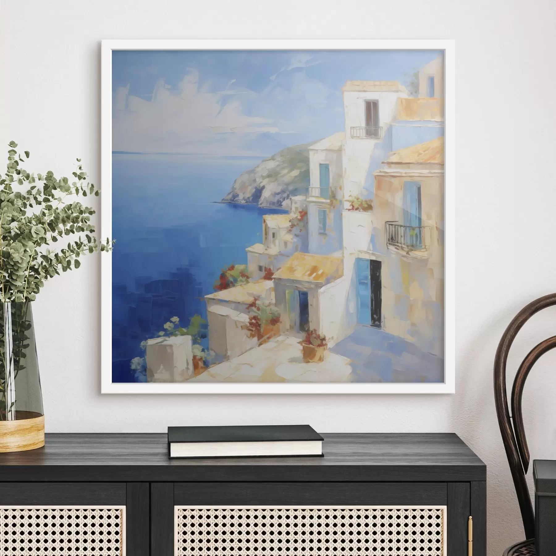 Papier peint Ville au bord de la mer – imitation de peinture f49590