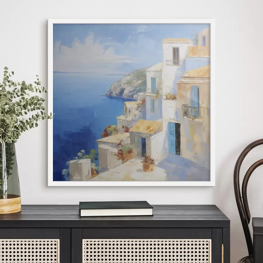 Papier peint Ville au bord de la mer – imitation de peinture f49590