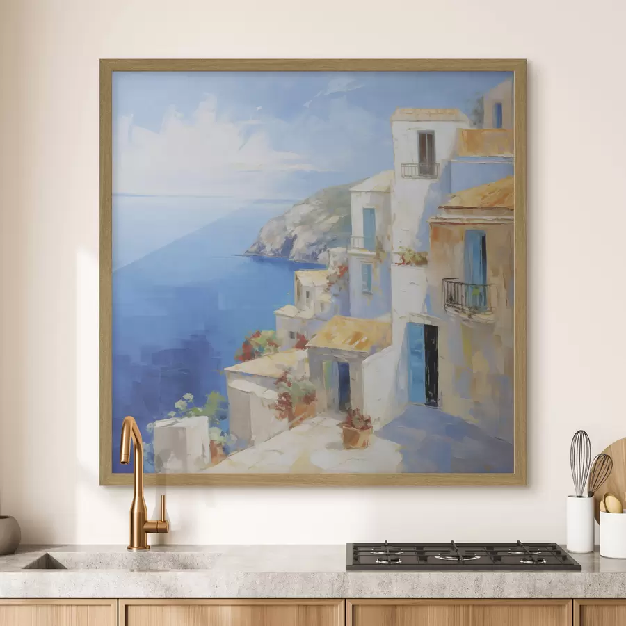 Papier peint Ville au bord de la mer – imitation de peinture f49590