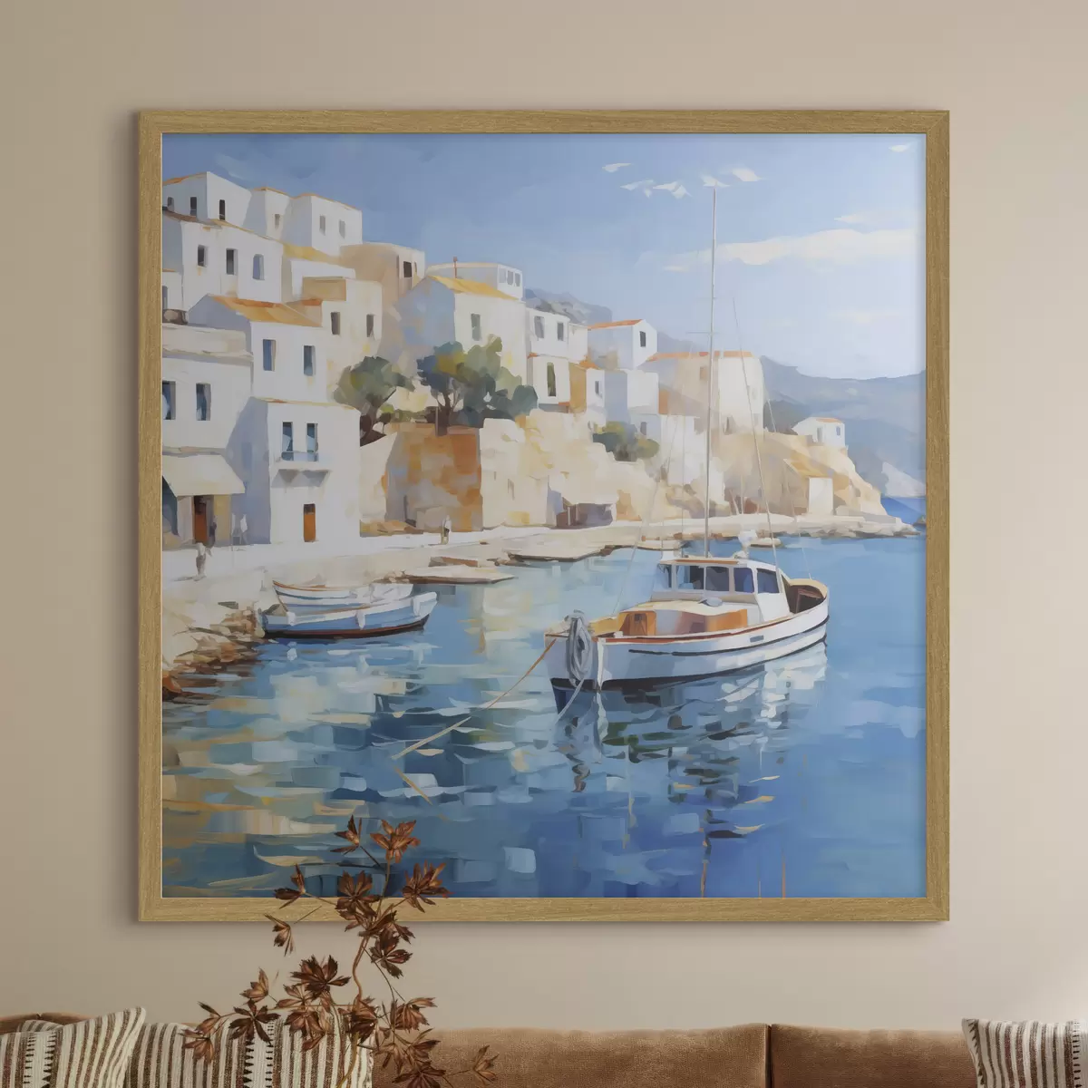 Poster Peinture représentant une ville côtière f49591