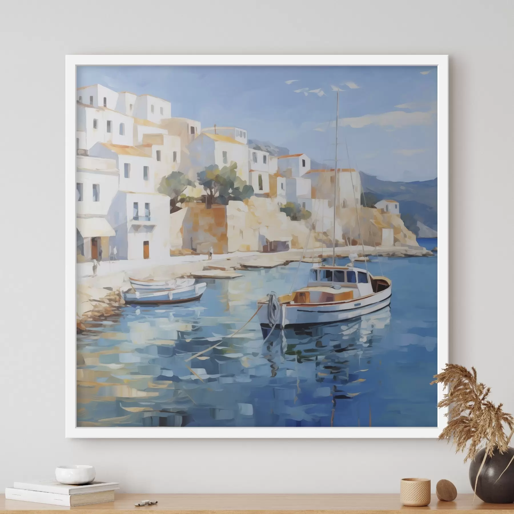 Papier peint Peinture représentant une ville côtière f49591