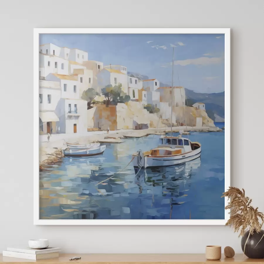 Papier peint Peinture représentant une ville côtière f49591