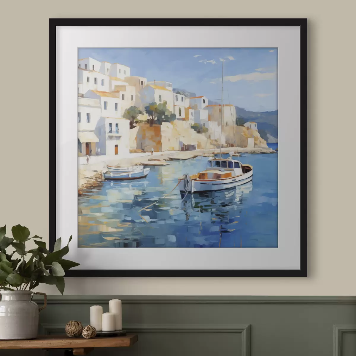 Poster Peinture représentant une ville côtière f49591