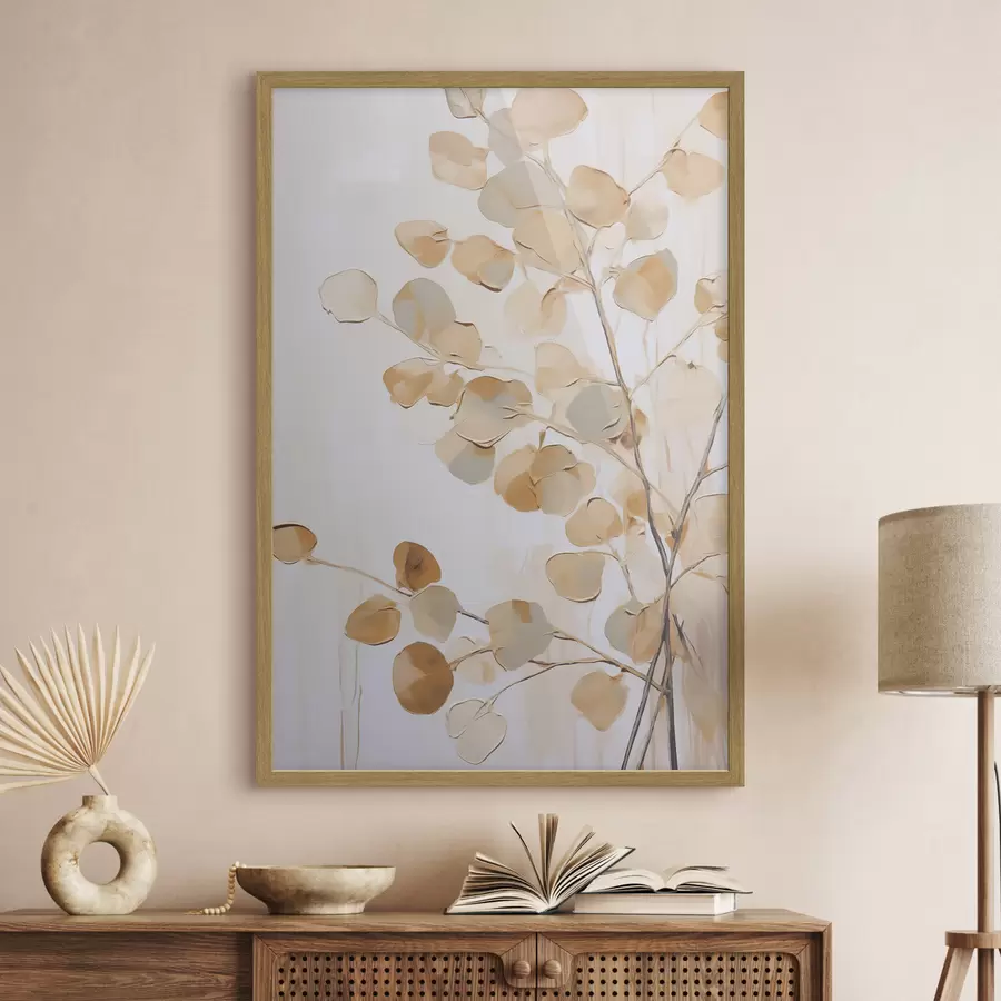 Papier peint Rameau avec des feuilles – imitation d'une peinture f49594