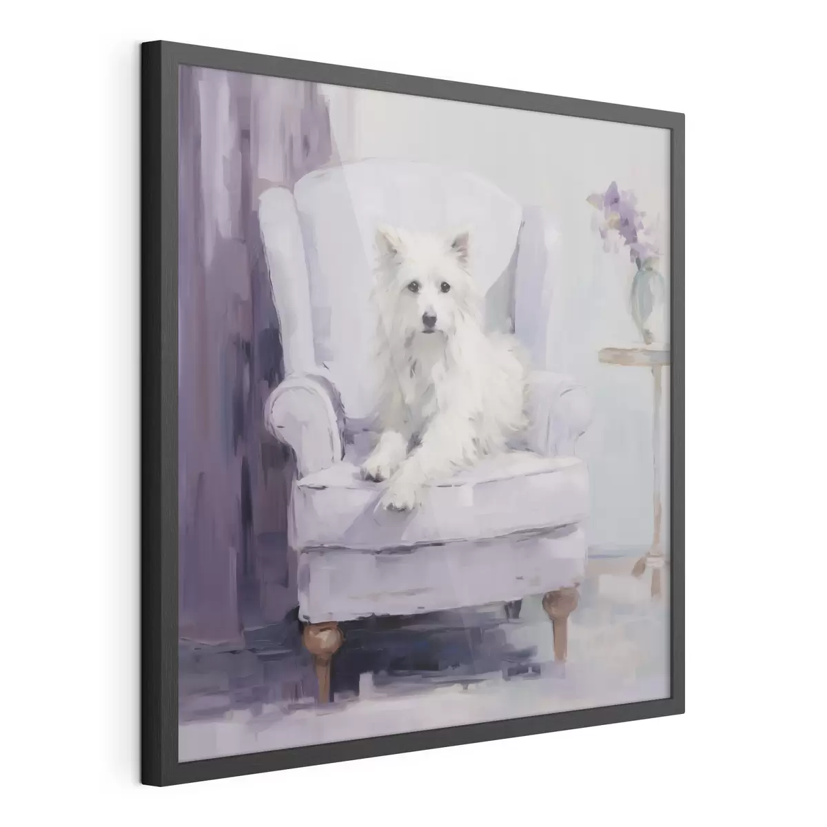 Poster Un chien sur une chaise, reproduction d'un tableau f49596