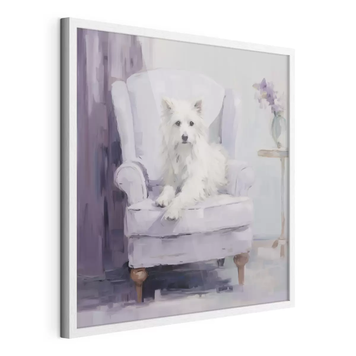 Poster Un chien sur une chaise, reproduction d'un tableau f49596