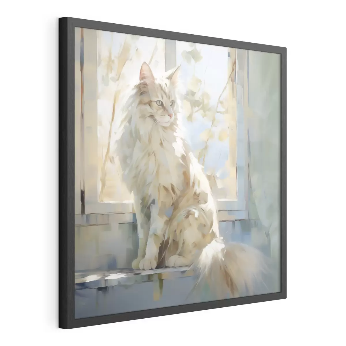 Poster Un chat sur le rebord d'une fenêtre est une imitation d'un tableau f49602