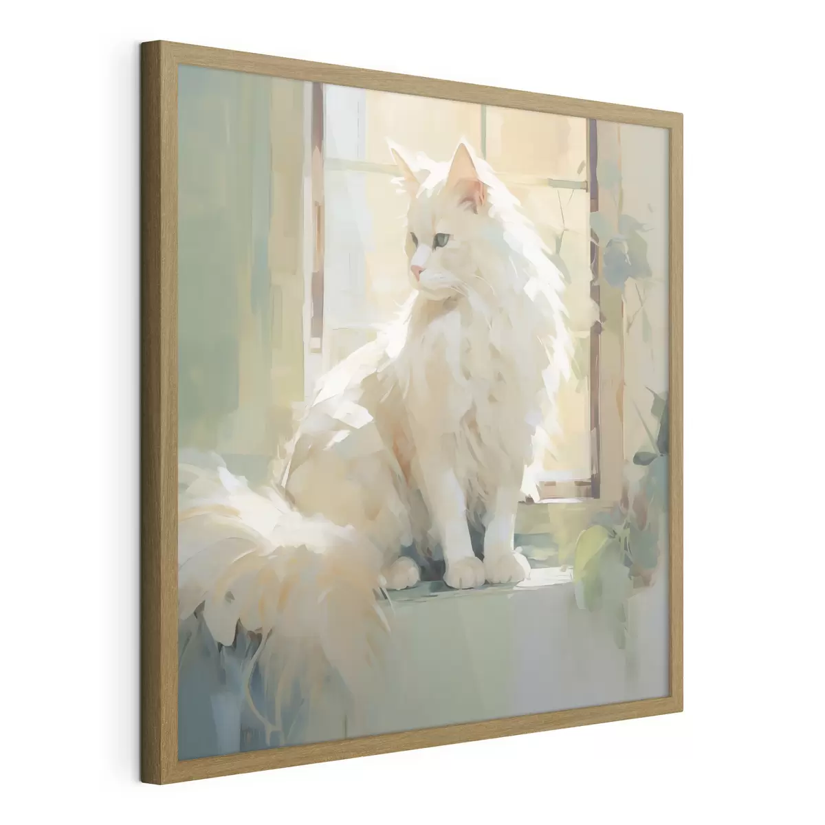 Poster Un chat assis près d'une fenêtre, imitation d'un tableau f49603