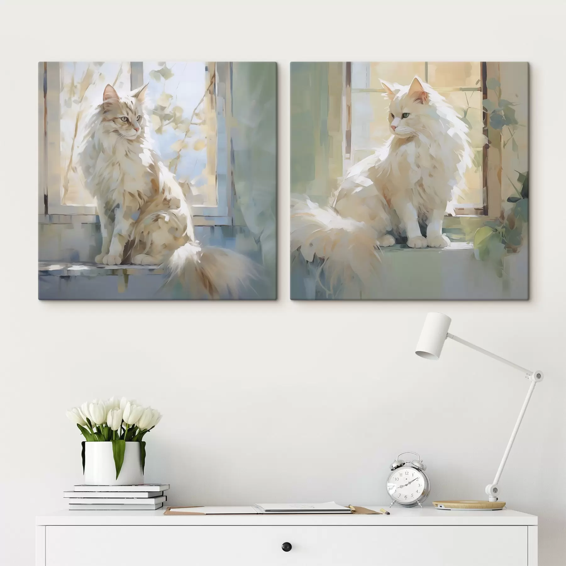 Tableau Un chat sur le rebord d'une fenêtre est une imitation d'un tableau m30625