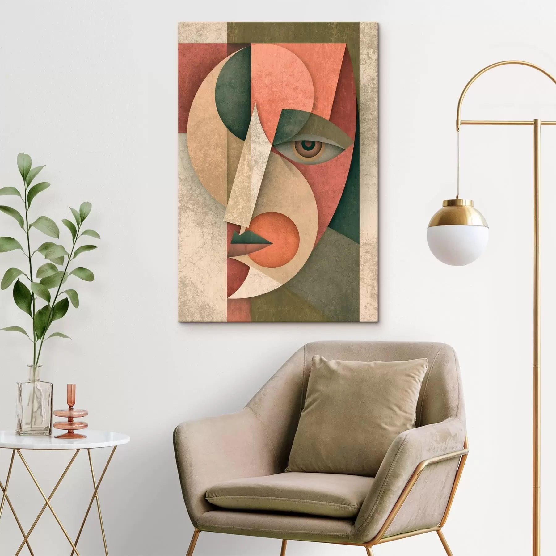 Tableau Abstraction géométrique d'un visage s49420