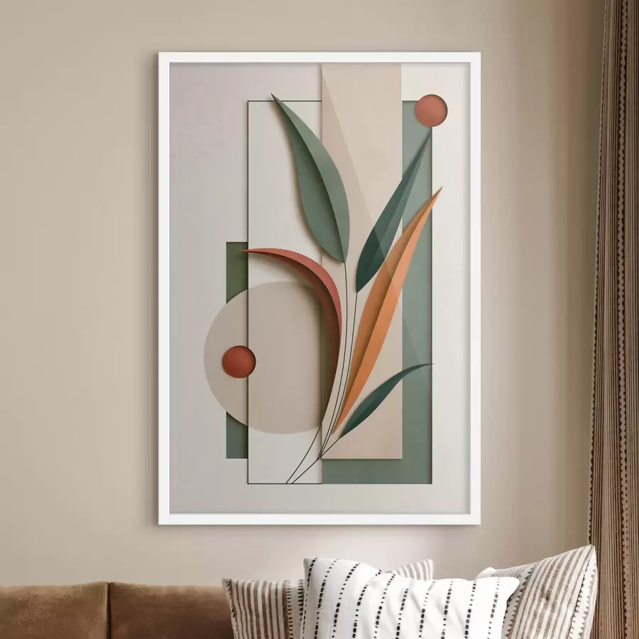 Papier peint Composition botanique géométrique f49417
