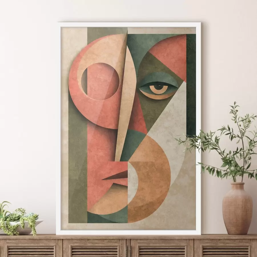 Papier peint Composition cubiste d'un visage f49419