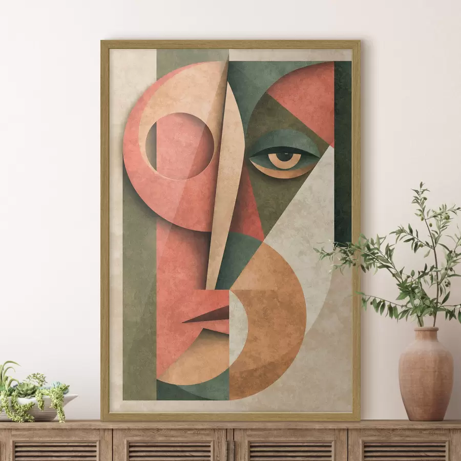 Papier peint Composition cubiste d'un visage f49419