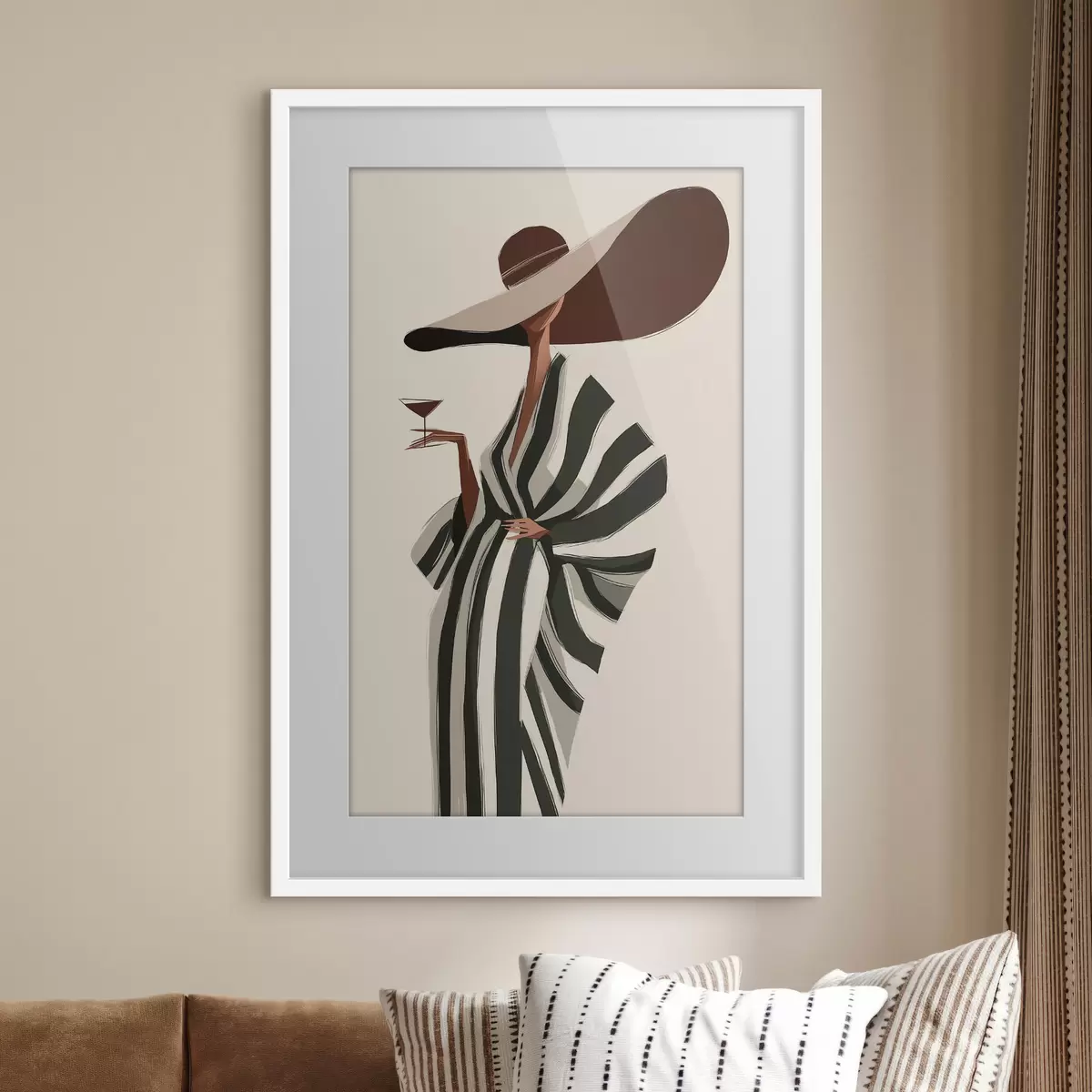 Poster Rayures et grand chapeau f49633