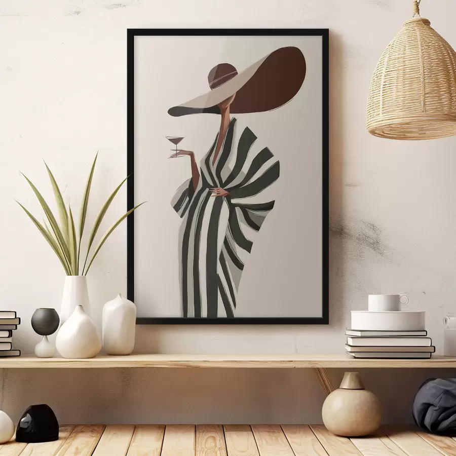Papier peint Rayures et grand chapeau f49633