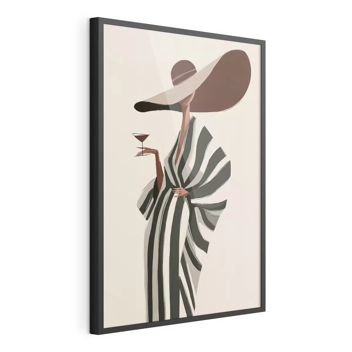 Poster Rayures et grand chapeau f49633