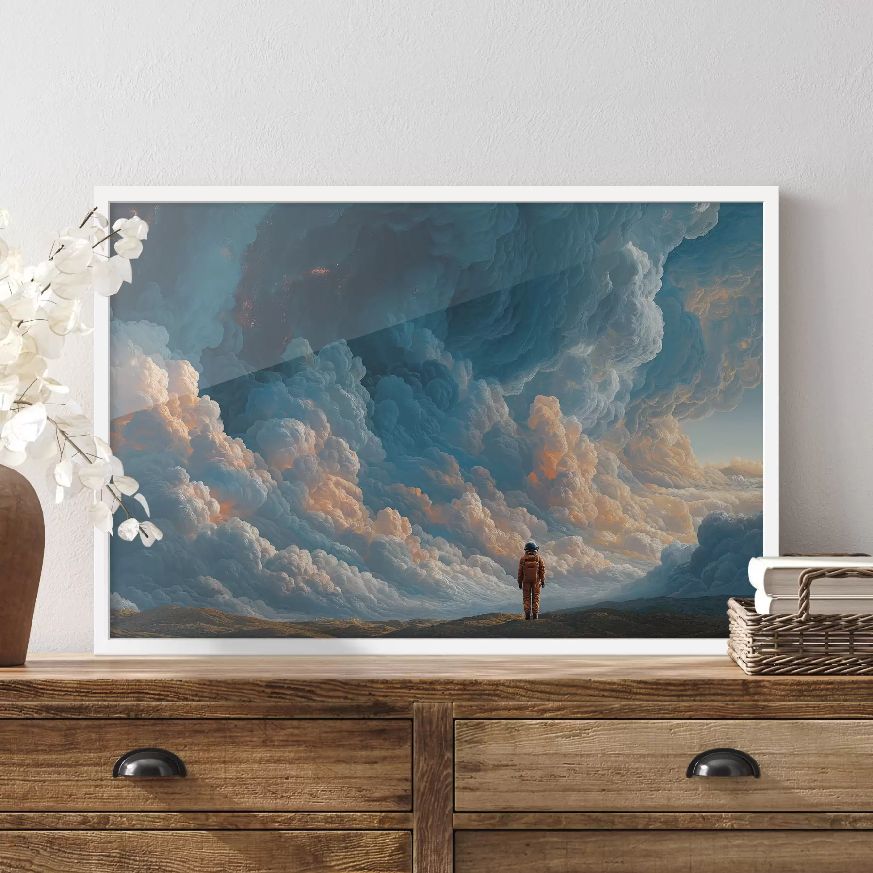 Papier peint Les nuages et l'astronaute f49635
