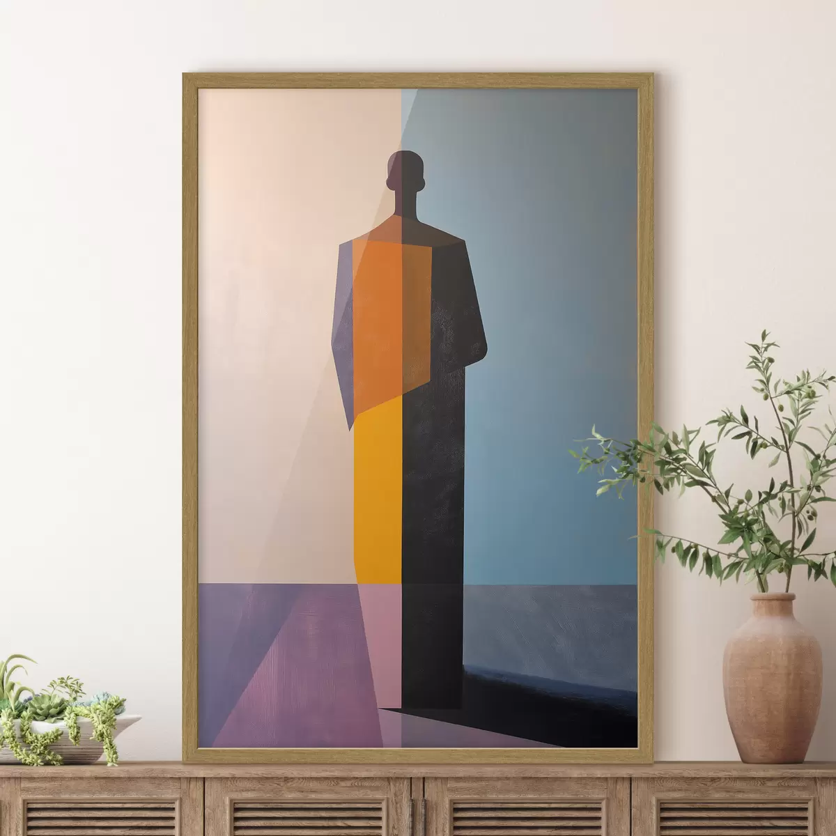 Poster Un homme aux lignes colorées f49668