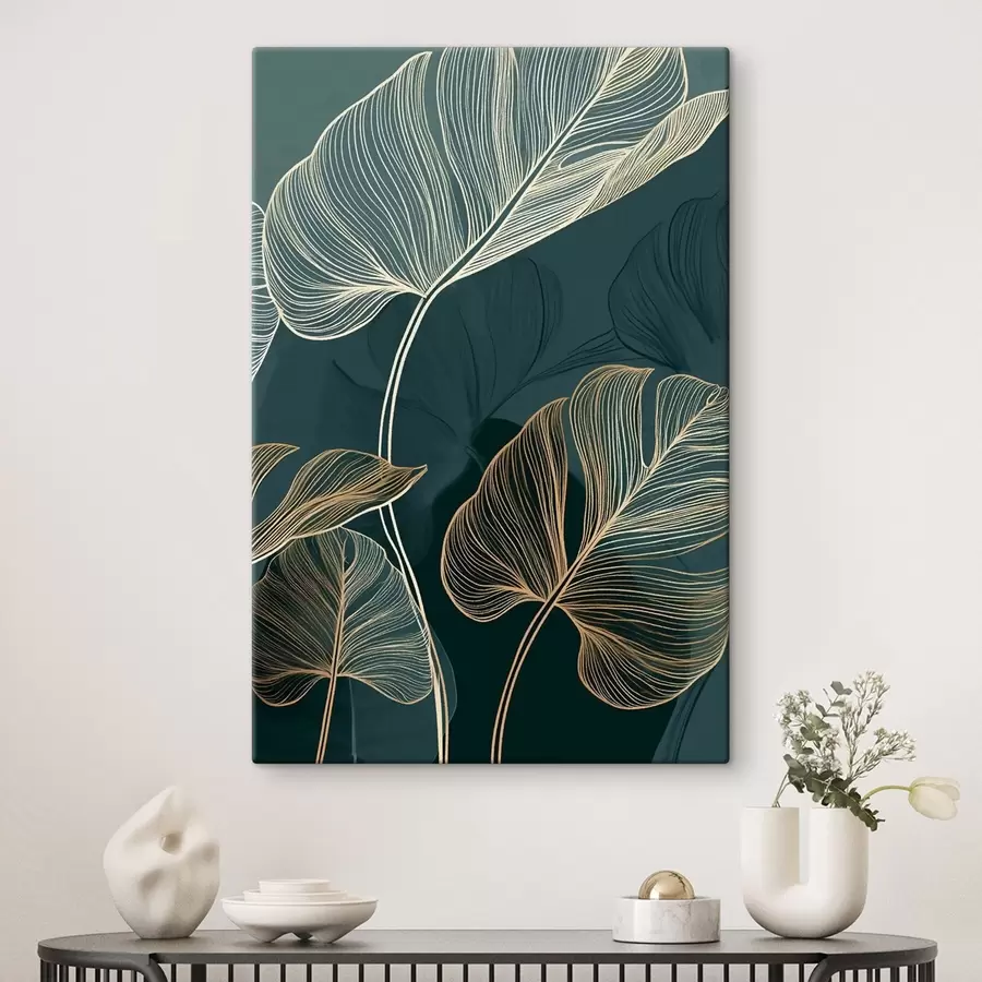 Tableau Contours de feuilles tropicales s49372