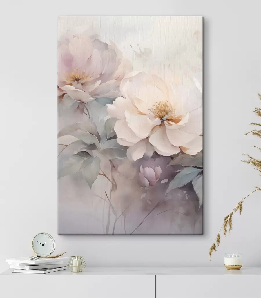 Tableau Pivoines aux teintes pastel délicates s49375