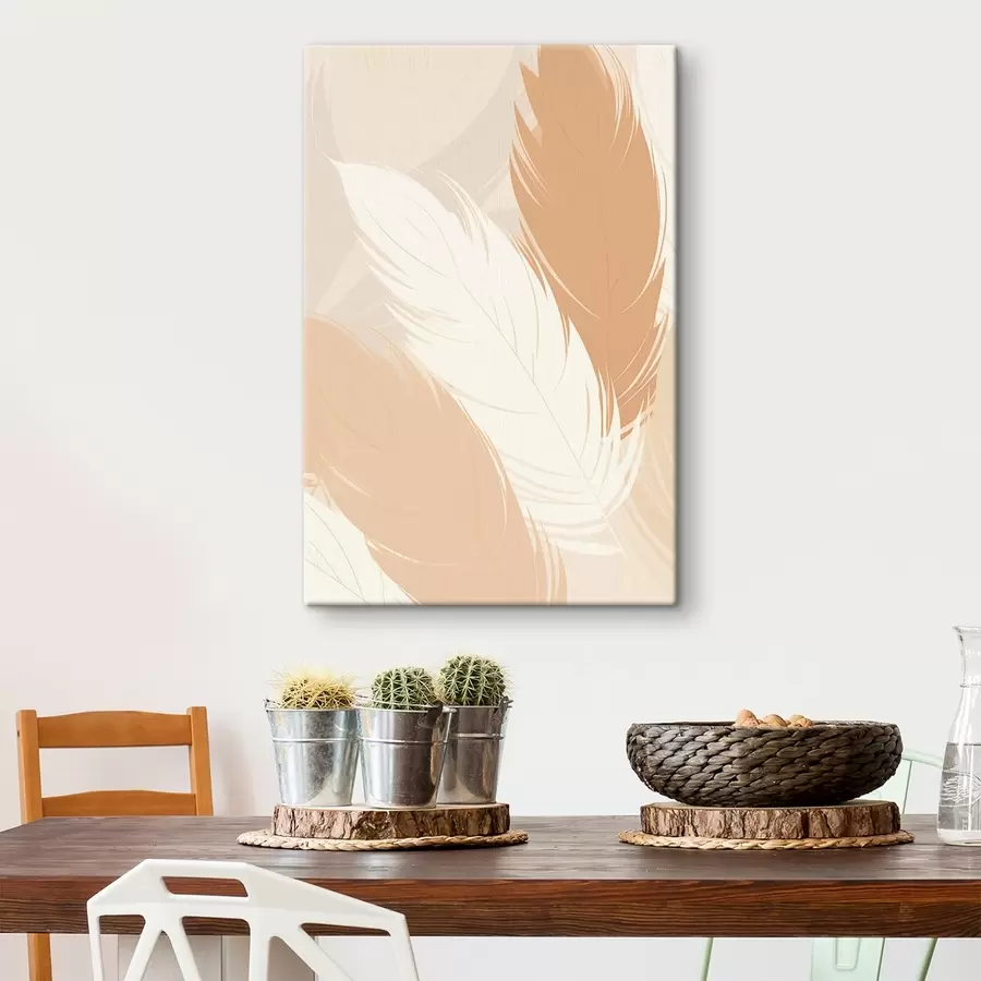 Tableau Plume décorative dans les tons beiges s49381