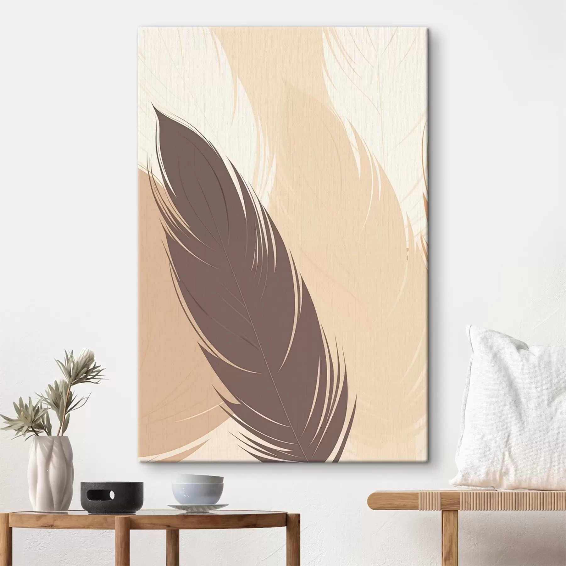 Tableau Minimalisme abstrait inspiré des plumes s49382