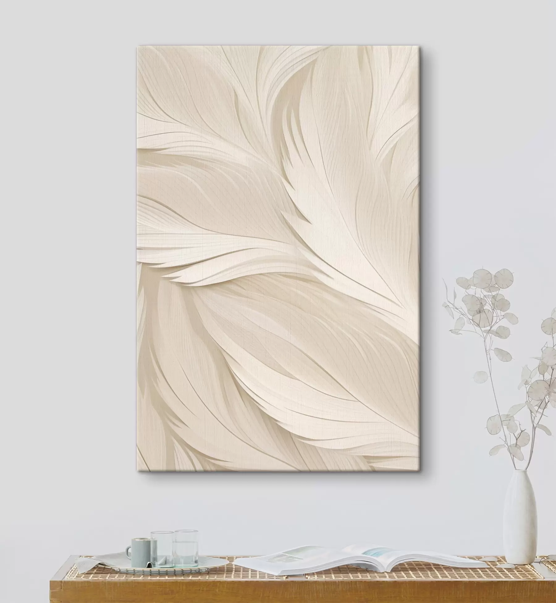 Tableau Abstraction volumétrique – Lignes beiges s49383