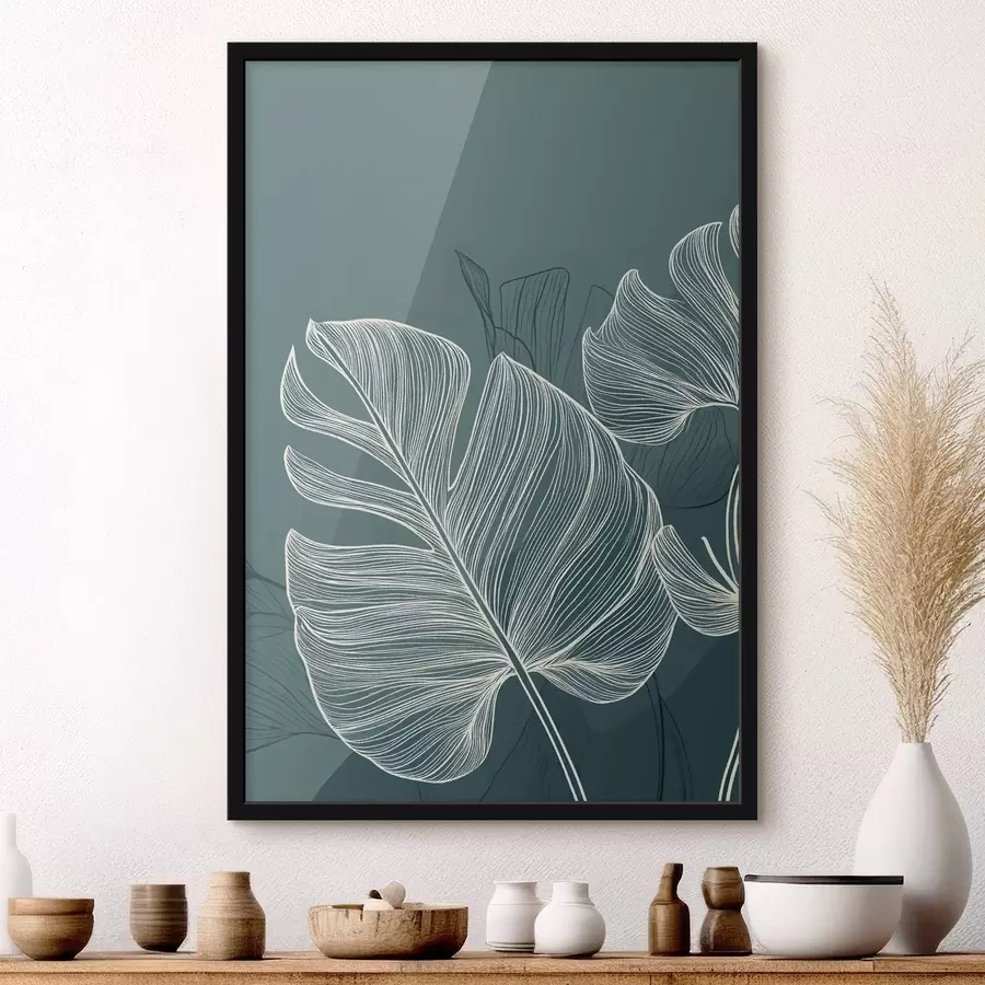 Papier peint Feuilles tropicales aux nuances d'émeraude f49371