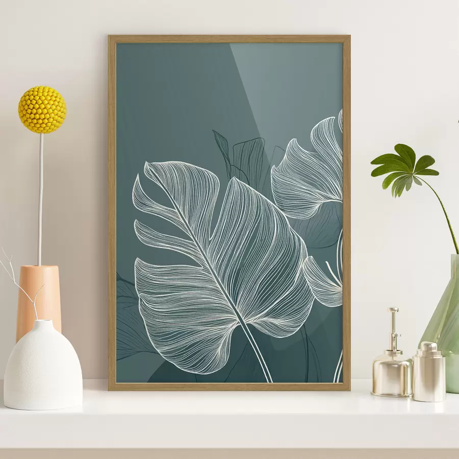 Papier peint Feuilles tropicales aux nuances d'émeraude f49371