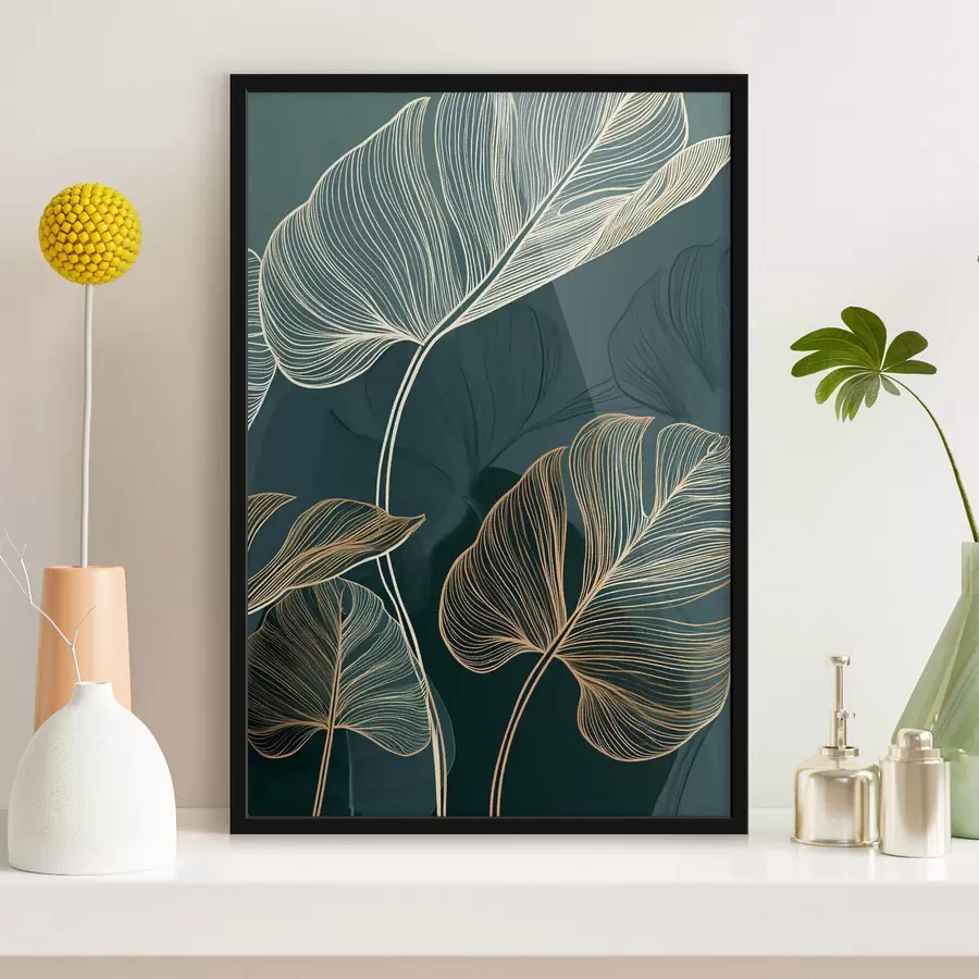 Papier peint Contours de feuilles tropicales f49372