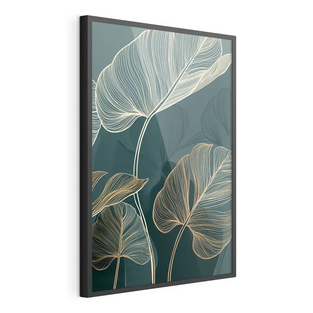 Poster Contours de feuilles tropicales f49372