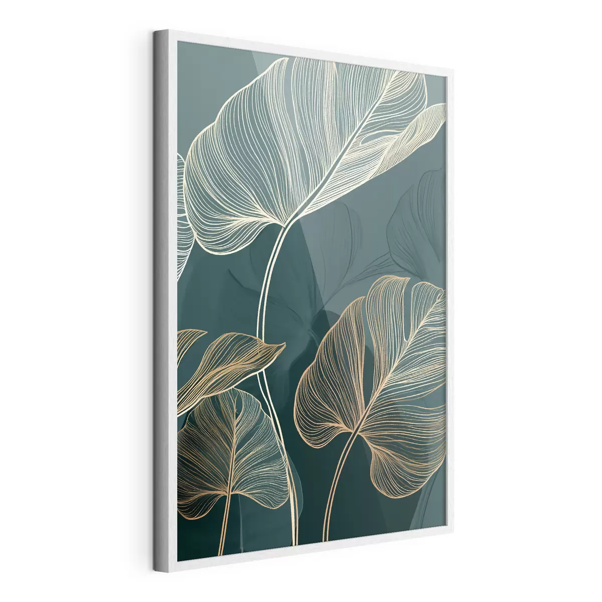 Poster Contours de feuilles tropicales f49372