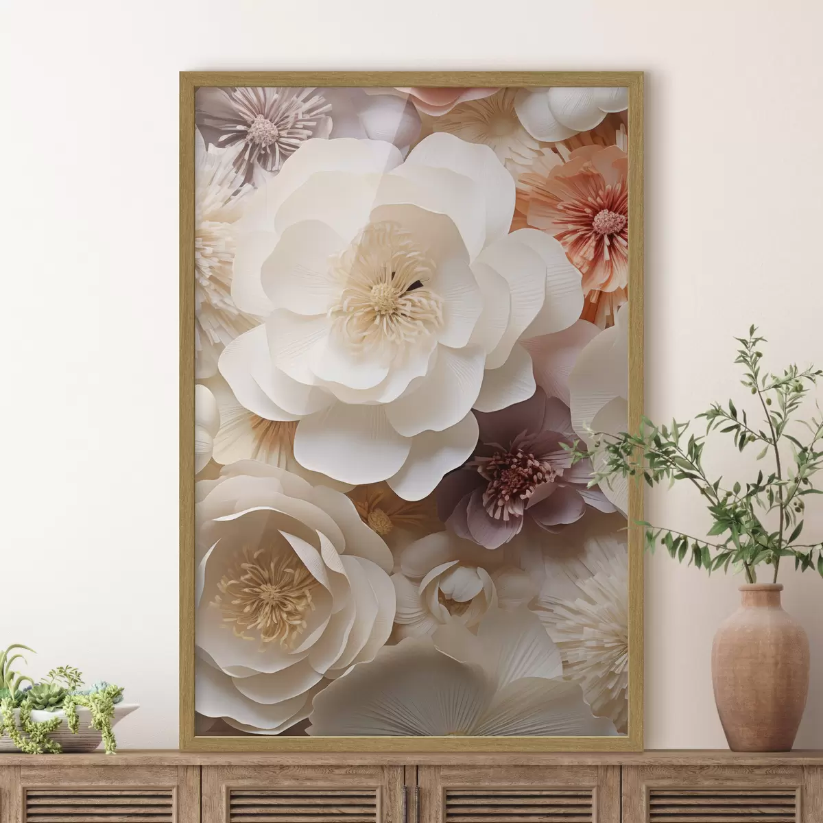 Poster Roses en crème volumineuses f49373