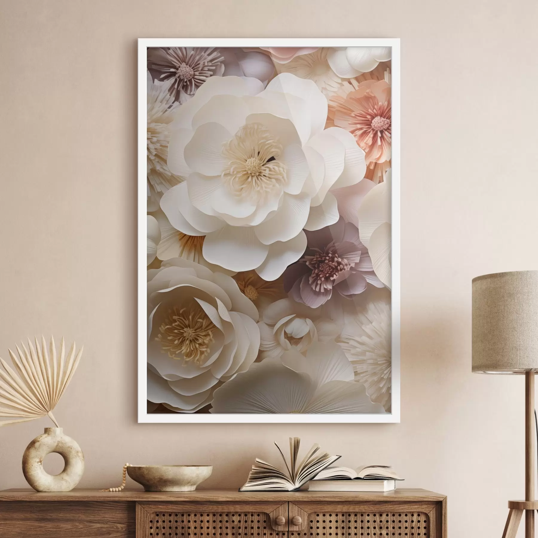 Papier peint Roses en crème volumineuses f49373
