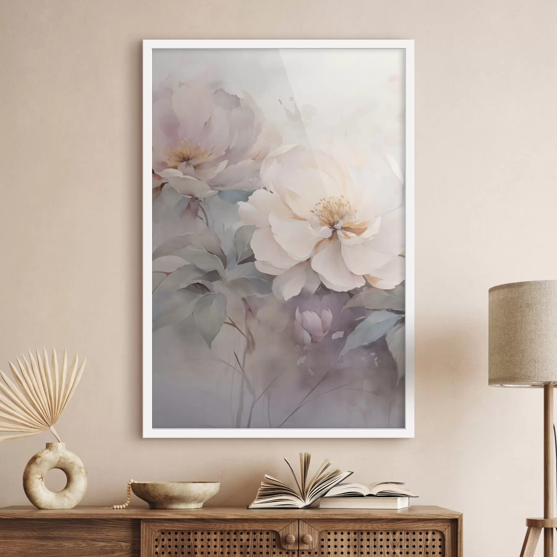 Papier peint Pivoines aux teintes pastel délicates f49375