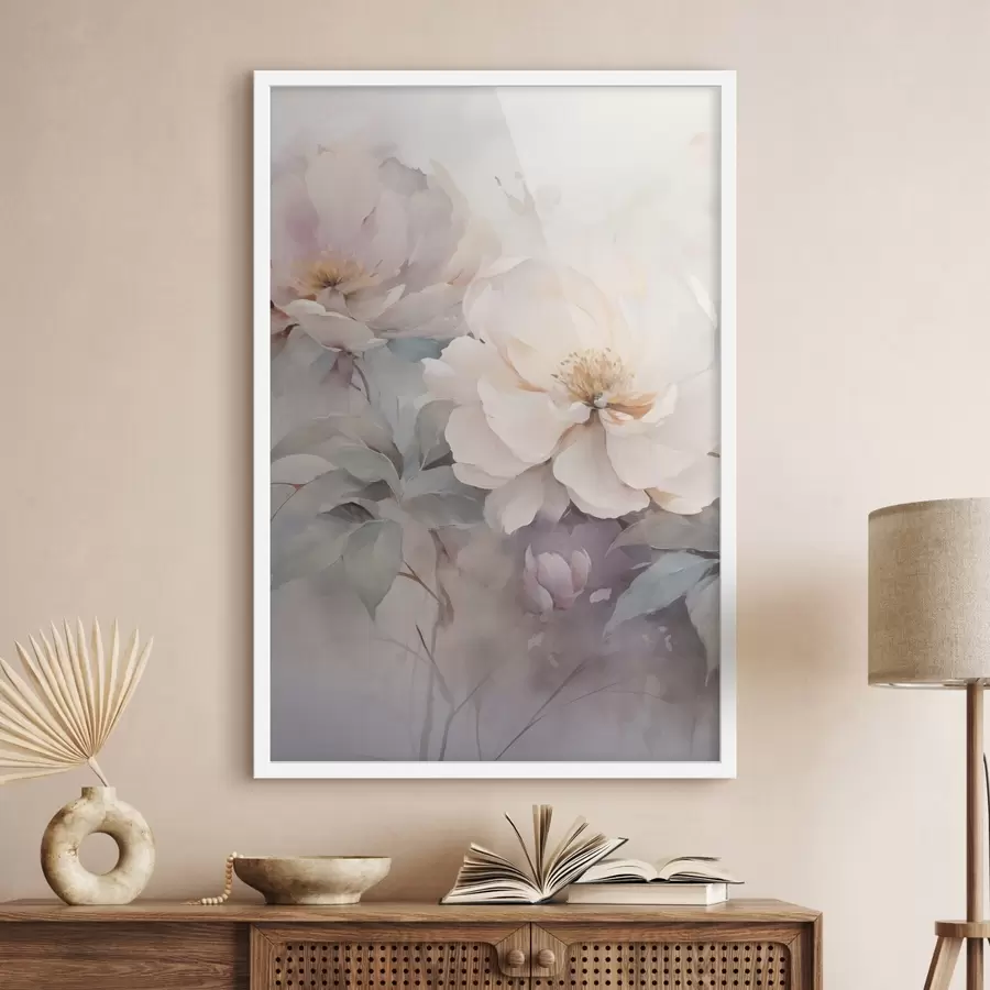 Papier peint Pivoines aux teintes pastel délicates f49375