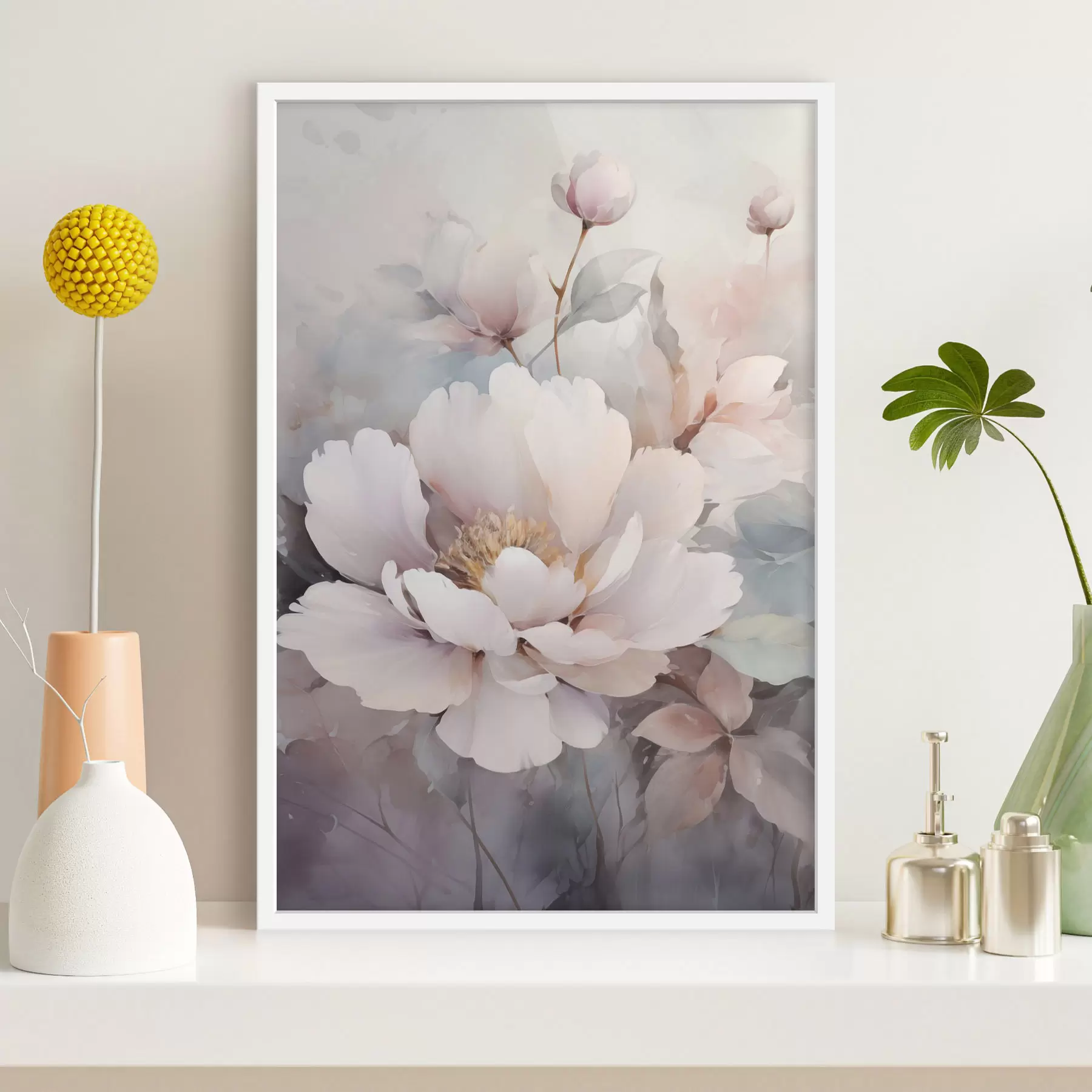 Papier peint Fleurs aériennes aux teintes claires f49376