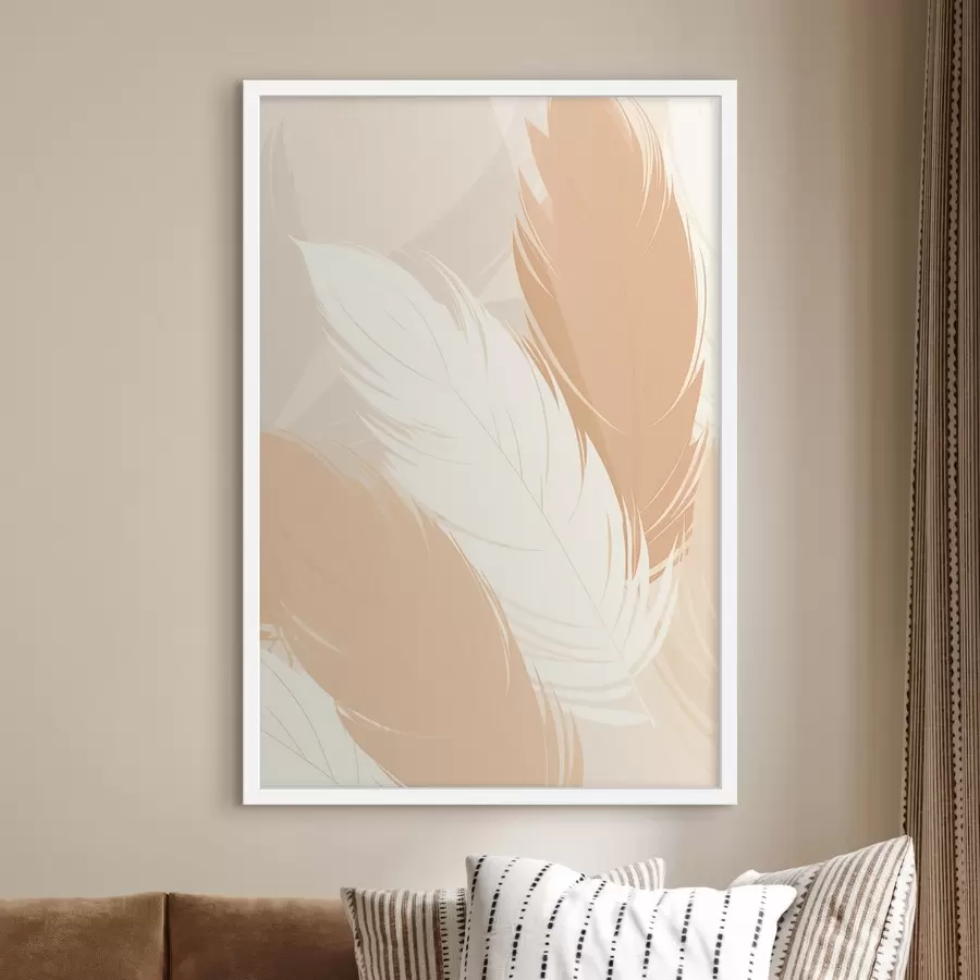 Papier peint Plume décorative dans les tons beiges f49381