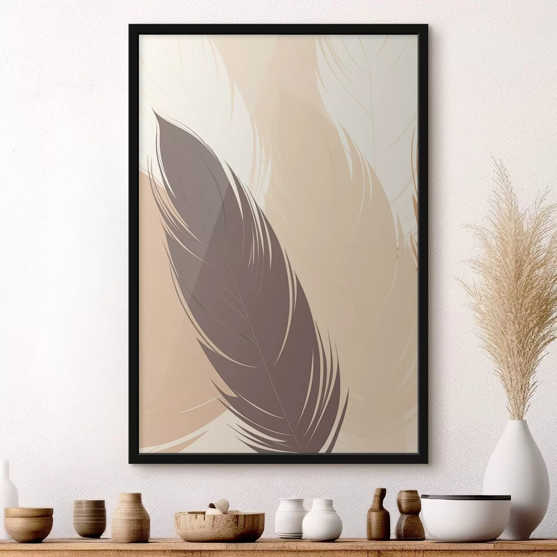 Papier peint Minimalisme abstrait inspiré des plumes f49382