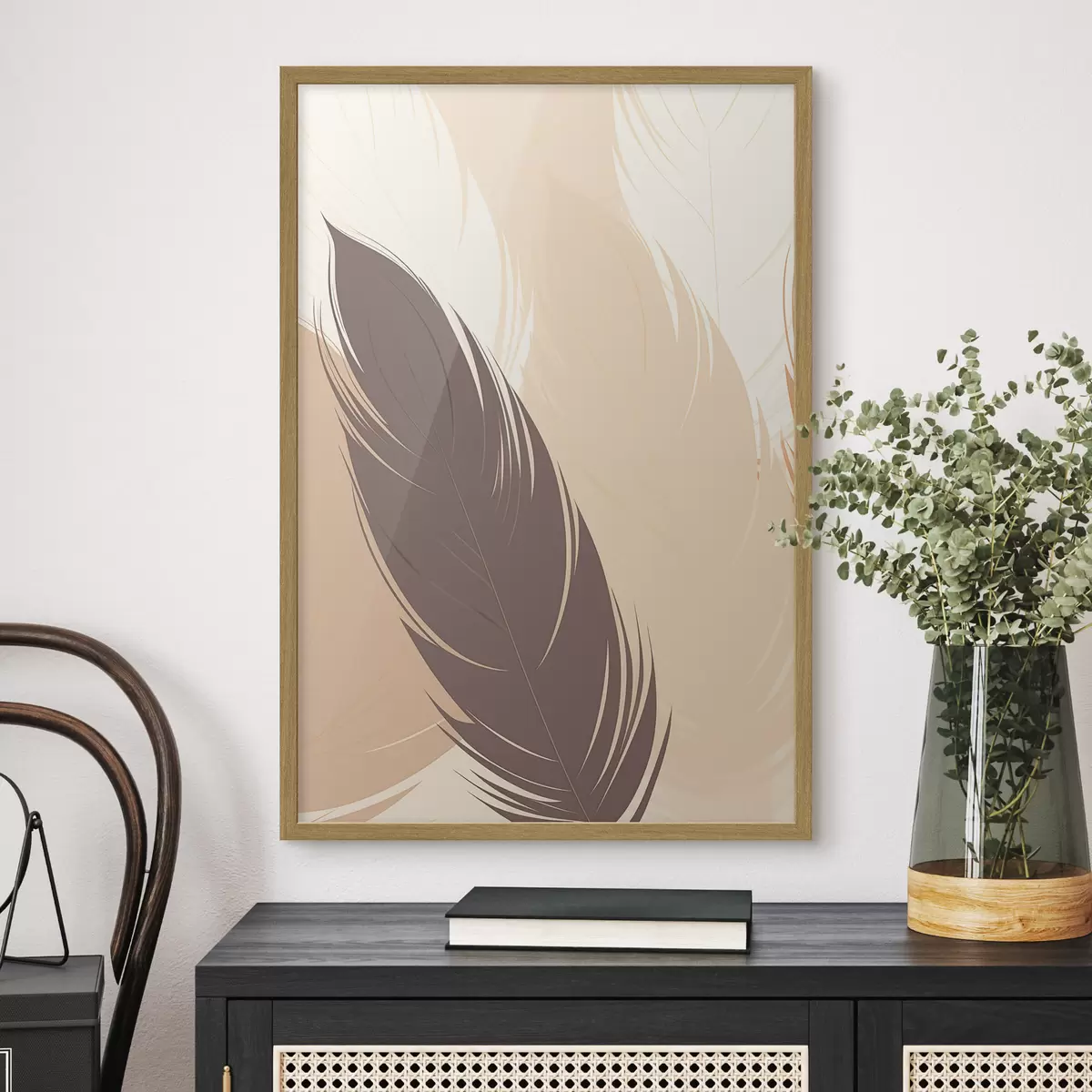 Poster Minimalisme abstrait inspiré des plumes f49382