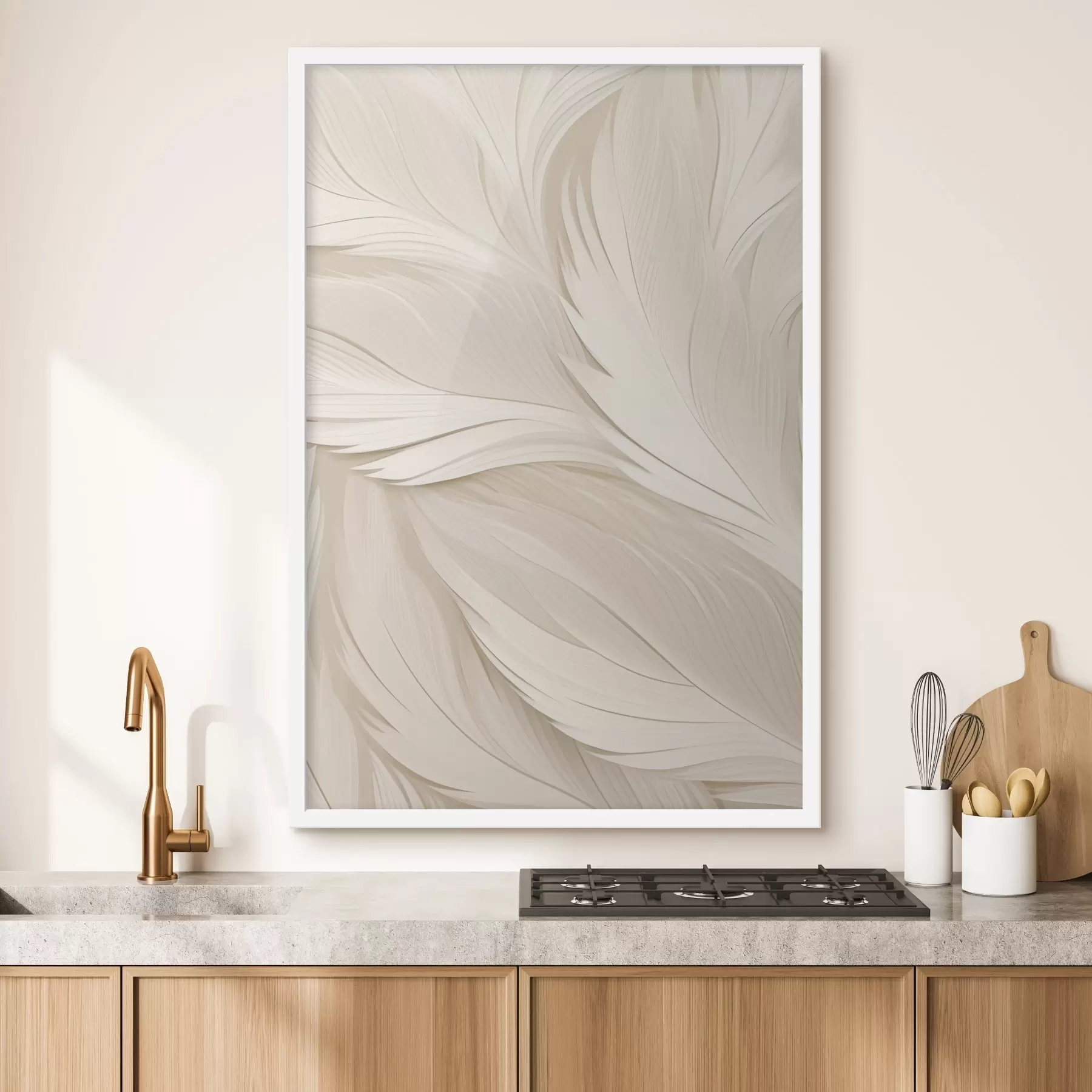 Papier peint Abstraction volumétrique – Lignes beiges f49383