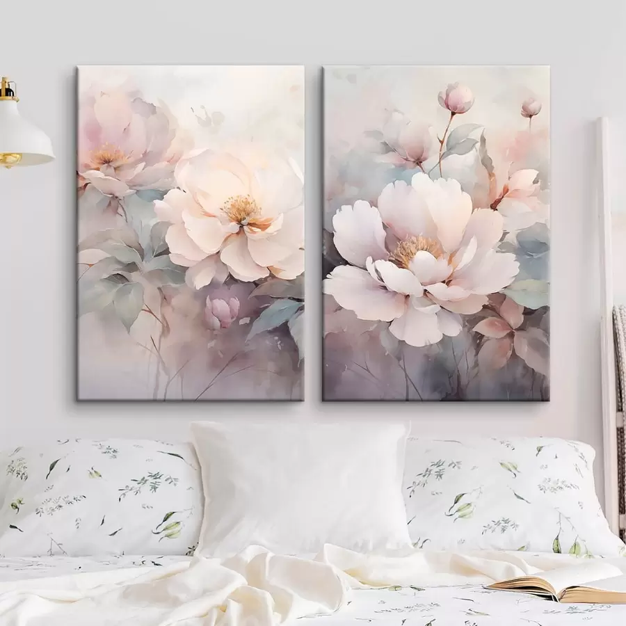 Tableau Pivoines aux teintes pastel délicates m30603