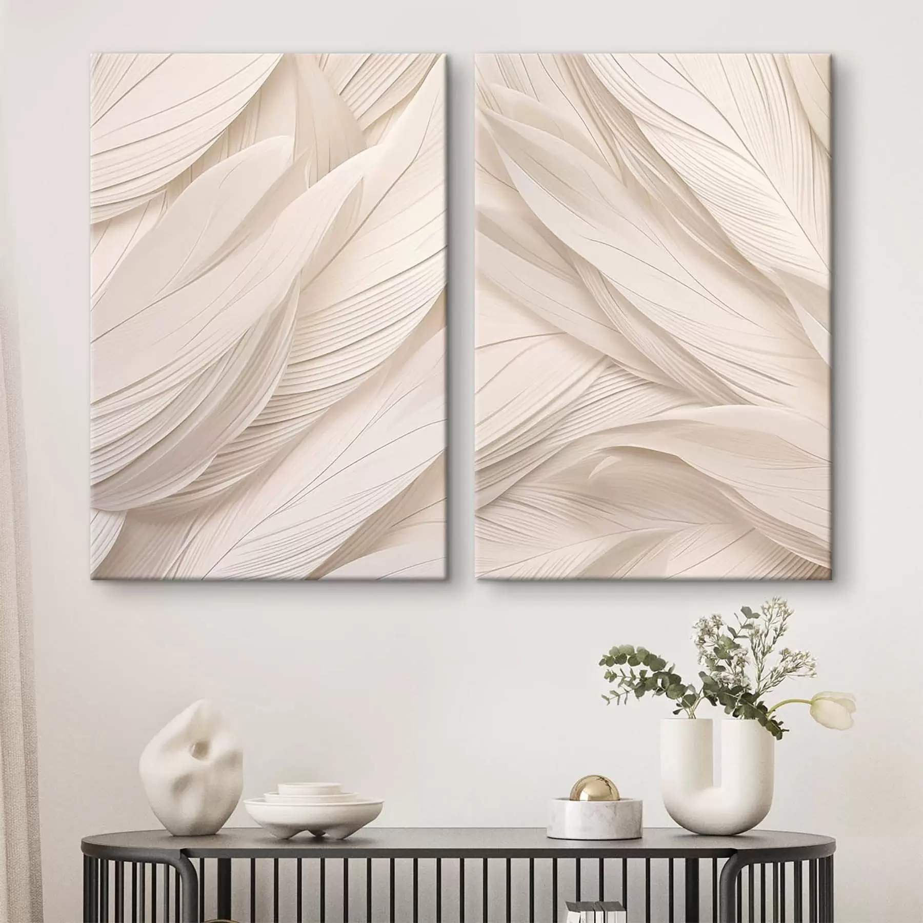 Tableau Abstraction en vagues beiges m30604