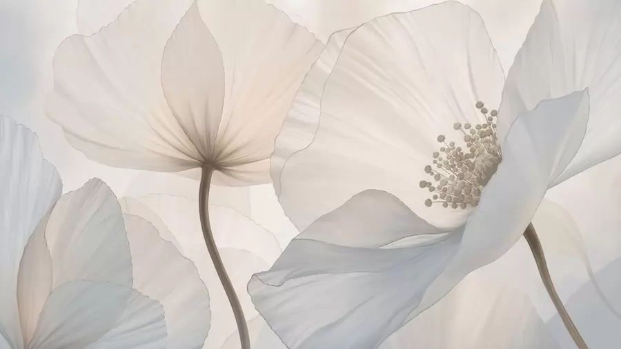 Papier peint De grandes fleurs aux teintes pastel délicates w05692